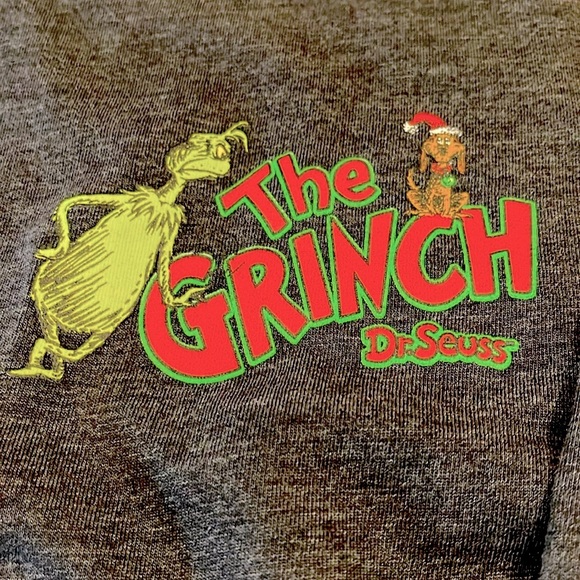 🎄GRINCH🎄LONG SLEEVE DK GRAY TOP W/LEFT SLEEVE, FRONT CHEST & BACK DESIGNS NWT - Picture 4 of 12